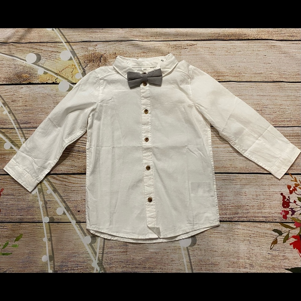 H&M Button Down With Bow Tie 2-3Y